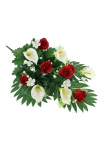 I.GE.A. Dirbtinė gėlė &raquo;Aufleger su k&uuml;nstlichen Rosen ir Calla&laquo; Grableger Friedhofsgesteck Arrangement Blume Seidenblume gėlės