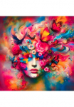 queence Paveikslas &raquo;Eingeh&uuml;llt in gėlės ir Schmetterlinge - Katharina Kolenda&laquo; gėlės | Blumenbilder | Fantasy | Frau | Tiere | Vogelbilder | V&ouml;gel 1 Stk. dalys Kunst knallige spalvos bunt