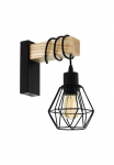 EGLO Sieninis &scaron;viestuvas &raquo;TOWNSHEND 5 sieninė lempa Stahl ir mediena E27 IP20 Wohnzimmerlampe&laquo; E27 1 Stk. Sieninis &scaron;viestuvas Wohnzimmer L14 x H275 cm juoda spalva braun