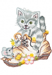 W. Reuter & Sohn - Plauener Spitze&reg; Lango dekoracija &raquo;Fensterbild "Katze im Schuh" farbig&laquo;
