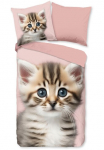 good morning Vaiki&scaron;ka patalynė &raquo;Meow&laquo; 2 Stk. flanelė Biber 135x200 Warm Wendeoptik Kind M&auml;dchen Katės figūrėlė Rosa