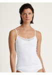 CALIDA Palaidinukė siauromis petne&scaron;ėlėmis &raquo;Cotton Desire&laquo; Spitzen-Einsatz atmungsaktiv Feinripp Pure Cotton &scaron;velnus