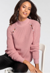 Melrose Megztinis stačia apykakle su Cut-Outs ir Knopfdetails