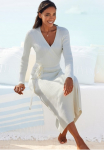 LASCANA Megzta suknelė Loungekleid zum wickeln su diržas Loungewear