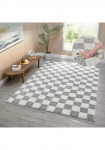 OTTO home Ilgo plauko kilimas &raquo;Kiiki Karo-Muster&laquo; rechteckig 30 mm auk&scaron;tis languota auff&auml;lliges Schachbrettmuster Wohnzimmer miegamojo kambario baldai