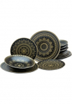 CreaTable Lėk&scaron;čių rinkinys &raquo;Mandala Gold&laquo; Dekoratyvinė lėk&scaron;tė rinkinys goldene orientalische Motive 12 Teile dėl 4 asmenys