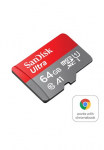 Sandisk Atminties kortelė &raquo;microSDXC Ultra + SD-Adapter dėl Chromebooks&laquo; (64 GB Class 10 140 MB/s Lesegeschwindigkeit)
