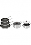 HENSSLERS Keptuvių rinkinys Nerūdijančio plieno rinkinys je 1 keptuvė &Oslash; 20/24/28 cm je 1 Puodas &Oslash; 20/24 cm 7 dalys 3-Schicht audinys Wabenstruktur ir Nesvylanti danga Indukcinė