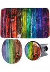Sanilo Badaccessoire-Set &raquo;Rainbow&laquo; kurį sudaro i&scaron; WC-dangtis Vonios kilimėliai ir Waschbeckenst&ouml;psel