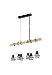 EGLO &Scaron;viestuvas &raquo;TOWNSHEND 5 H&auml;ngelampe Stahl ir mediena E27 IP20 Pakabinamas &scaron;viestuvas Lampe&laquo; E27 1 Stk. pakabinamas &scaron;viestuvas L100 x B20 x H110 cm juoda spalva braun 6X60W exkl.