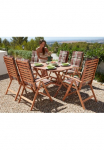 MERXX Garten-Essgruppe &raquo;Borkum TOPSELLER!&laquo; 6x Fotelis ir Sėdėjimo ir Dekoratyvinės pagalvėlės 1x sulankstomas stalas 135x85 cm 13 Stk. dalys Eukalyptusholz FSC&reg; derinys tinka dėl 6 asmenys