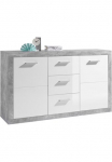 HBZ Pailga indauja &raquo;Stone wei&szlig; blizgus pavir&scaron;ius Wohnzimmerschrank BxHxT 147x89x37 cm&laquo; 1 Stk. dalys su 2 durys 3 ger&auml;umigen stalčiai 2 lentyna kočėlas