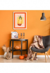 queence Paveikslas su grotelės &raquo;Ananas gelb orange&laquo; Ananas | Essen | Lebensmittel | Obst | Obst paveikslas/nuotrauka 1 Stk. dalys Plakatas su buntem Acrylglas Passepartout
