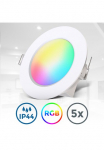B.K.Licht LED įmontuojamas &scaron;viestuvas &raquo;5er rinkinys Bad Einbaustrahler IP44 RGB Einbauspots su Fernbedienung&laquo; LED-Modul 5 Stk. Warmwei&szlig; Buntes RGB lemputė 450Lm 48W Wei&szlig;