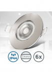 B.K.Licht LED įmontuojamas &scaron;viestuvas &raquo;BK_EL1278 6vnt. rinkinys Bad Einbaustrahler IP44 gesch&uuml;tzt Plok&scaron;čias Spots&laquo; LED-Modul 6 Stk. Warmwei&szlig; 3.000K 480Lm 49W plastikas 9 x 25 cm Nickel
