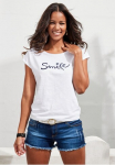Beachtime Mar&scaron;kinėliai &raquo;mit Frontdruck "Smile"&laquo; i&scaron; &scaron;velnus Baumwoll-Qualit&auml;t