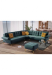 sit&more Kampinė sofa &raquo;Orient 1 L-Form&laquo; ir 4 Pagalvėlė sėdėjimui su Strass-Stein goldfarbene metalinės kojos