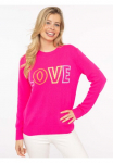 Zwillingsherz Megztinis &raquo;"LOVE" wording&laquo; apvalia i&scaron;kirpte su LOVE Aufschrift in Neonfarbe