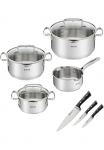 Tefal Puodų rinkinys &raquo;G719S7_K2323S74 Duetto+ Ice Force&laquo; rinkinys Puodas su ilga rankena 16 cm T&ouml;pfe su Dangtis 16/20/24 cm 10 Stk. dalys Nerūdijančio plieno