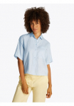 Tommy Hilfiger Mar&scaron;kinėliai trumpomis rankovėmis &raquo;ESS LINEN RELAXED S/S SHIRT&laquo; su užsėgama ki&scaron;enė Logostickerei k&uuml;hlendes Premium linas