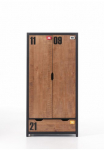 Vipack Drabužių spinta &raquo;Alex Fronten massiv Kiefer in Hobel-Optik Dekor Ziffern&laquo; H/T ca. x200x55cm grotelės juoda spalva patogi 2 plotis ir Schublade/n viduje su I&scaron;traukiama pakaba