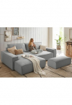 Home affaire Kampinė sofa &raquo;SHERWOOD XXL tief L-Form miegojimo funkcija Didelė sofa audinys Leinenoptik&laquo; stellbar zum Sofa su miegojimo mechanizmu (Krokodilverbinder) audinys lino imitacija