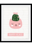 queence Paveikslas &raquo;HAPPY PLACE&laquo; Katės figūrėlė | Katzenbilder | Pflanzen | Pflanzenbilder | Dekoracija | Spr&uuml;che & Texte 1 Stk. dalys HD Premium Poster-Druck ir Holzrahmen