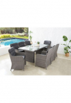 KONIFERA Garten-Essgruppe &raquo;Kairo&laquo; rinkinys 8x Fotelis 1x stalas 200x100x74 cm ir atrama Dunkelgrau 25 Stk. dalys Polyrattan Stahl stalo plok&scaron;tė i&scaron; 5mm starkem Sicherheitsglas