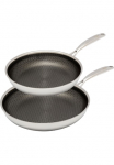 HENSSLERS Keptuvių rinkinys Nerūdijančio plieno rinkinys 1x Keptuvė &Oslash; 24 cm 1x Keptuvė &Oslash; 28 cm 2 Stk. dalys 3-Schicht audinys Wabenstruktur ir Nesvylanti danga Indukcinė