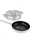 Hanseatic Filtras Keptuvių rinkinys &raquo;PREMIUM&laquo; Nerūdijančio plieno rinkinys 1x keptuvė 24 cm 1x Keptuvė 28 cm su Dangtis 3 Stk. dalys su Nesvylanti danga dėl alle Herdarten Indukcinė