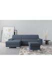 DOMO collection Kampinė sofa &raquo;Anzio L-Form whlw. miegojimo funkcija spyruoklės hochwertig plotis 271 cm&laquo; be miegojimo funkcija gulimasis krėslas i&scaron; kairės Feinstruktur blau