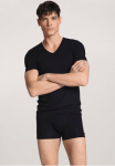 CALIDA Mar&scaron;kinėliai trumpomis rankovėmis &raquo;Focus&laquo; su V formos i&scaron;kirpte Single trikotažas Plok&scaron;čias N&auml;hte elastisch &scaron;velnus