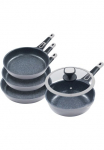 KING Keptuvių rinkinys &raquo;Moonscape&laquo; lieto aliuminio rinkinys je 1 keptuvė &Oslash; 20/24/28/24 cm H: 45/5/55/75 cm - 1/19/25/28 l 5 Stk. dalys nuimamas rankena MOONSCAPE-Beschichtung Indukcinė