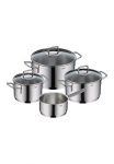 Silit Puodų rinkinys &raquo;Extra Cook Indukcinė Puodų komplektas su stiklinis dangtis Innenskalierung&laquo; 3x Puodas 16/20/24 cm su Dangtis 1x puodas su ilga rankena 16 cm herm Universalboden platus Sch&uuml;ttrand sp&uuml;lmaschinengeeignet Nerūdijančio plieno 18/10