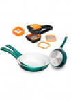 Genius Keptuvių rinkinys &raquo;Cerafit Fusion Keptuvė ir Nicer Dicer Quick rinkinys 8-tlg&laquo; rinkinys Keptuvė rinkinys 3 vnt. feste Griffe ND Quick rinkinys 5 vnt. orange 8 Stk. dalys hochwertig Keptuvė su robuster Keramik-Beschichtung