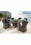 Destiny Garten-Essgruppe &raquo;LUNA&laquo; 6x Fotelis 1x stalas 1x sukamasis pagrindas ir atrama 19 Stk. dalys Aliumininis Polyrattan