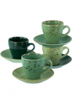 CreaTable Puodelis &raquo;Nature Collection Green Life Espresso puodelių rinkinys 8-tlg.&laquo; Handwerklicher stilius vintažinio stiliaus