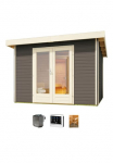 KONIFERA Pirties namelis &raquo;Maiko 1 rinkinys B&laquo; terragrau su Ofen 9 kW Bio externer Steuerung