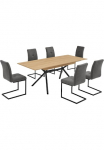 OTTO home Valgomojo komplektas &raquo;Vendy Valgomojo stalas i&scaron;skleidžiamas plus 6 Freischwinger&laquo; rinkinys Valgomojo stalas i&scaron;skleidžiamas 160 - 210 cm plus 6 valgomojo kambario kėdės 7 Stk. dalys laisvo stiliaus Strukturstoff-St&uuml;hle 3D-Steppung i&scaron;traukiam ...