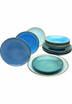 CreaTable Indų komplektas &raquo;Geschirr-Set NATURE COLLECTION Aqua&laquo; Dekoratyvinė lėk&scaron;tė rinkinys Service 12 Teile dėl 4 asmenys