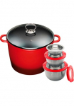 KING Puodas &raquo;XXL &Oslash; 24 cm&laquo; rinkinys 3 Dubenėliai su Deckeln: &Oslash;17.5 &Oslash;14.5 &Oslash;12cm 7 Litrai XXL Puodas 8 Stk. dalys lieto aliuminio