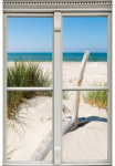 queence Paveikslas ant drobės &raquo;Langeoog&laquo; D&uuml;ne | Fensterblick | Gr&auml;ser | Meer | Natur 1 Stk. dalys Premium-Leinwandstoff