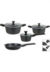 GSW Puodų rinkinys &raquo;Easy Click&laquo; rinkinys Puodas 20/24 cm 1 puodas su ilga rankena 16 cm 1 Keptuvė 24 cm 7 Stk. dalys lieto aliuminio