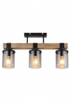 GLOBO LIGHTING Lubinis &scaron;viestuvas &raquo;LILA&laquo; E27 1 Stk. Deckenlampe/schwarz/Holz/Glas rauchfarben/Wohnzimmer/Esszimmrt