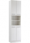 Saphir Auk&scaron;ta pastatoma spintelė &raquo;Quickset 335 Vonios spinta 50 cm plotis 4 durys 1 Nische 3 Einlegeb&ouml;den&laquo; Badezimmer-Hochschrank Wei&szlig; Glanz Griffe in Chrom gl&auml;nzend
