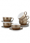 CreaTable Cappuccinotasse &raquo;Golden Days Wei&szlig; Cappuccinoset 12-tlg.&laquo; Goldfarbene Spezialglasur