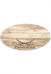 Sansibar Kilimas &raquo;Keitum 009&laquo; ovali 3 mm auk&scaron;tis Flachgewebe Motiv Holzdielen & gekreuzte S&auml;bel