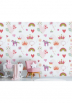 living walls Fototapetas &raquo;Fototapete M&auml;dchenzimmer Žaislas Princesė ir Einh&ouml;rner&laquo; gemustert | matinis | neutral glatt Kinder-Tapete Tapeten vaikų kambario baldų komplektas miegamojo kambario baldai modern Design imitacija