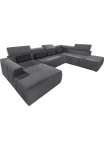 DOMO collection Sofa &raquo;Brandon belastbar iki 140kg/ Kėdė B/T: 359/228 cm U-Form&laquo; be Sitztiefenverstellung Luxus-Microfaser dunkelgrau