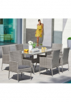MERXX Garten-Essgruppe &raquo;Costa Rica TOPSELLER!&laquo; 6x Fotelis 1x stalas 140x80 cm ir Pagalvė sėdėjimui OTTOs Choice 13 Stk. dalys Polyrattan stalo plok&scaron;tė i&scaron; Sicherheitsglas Unser Dauertiefpreis